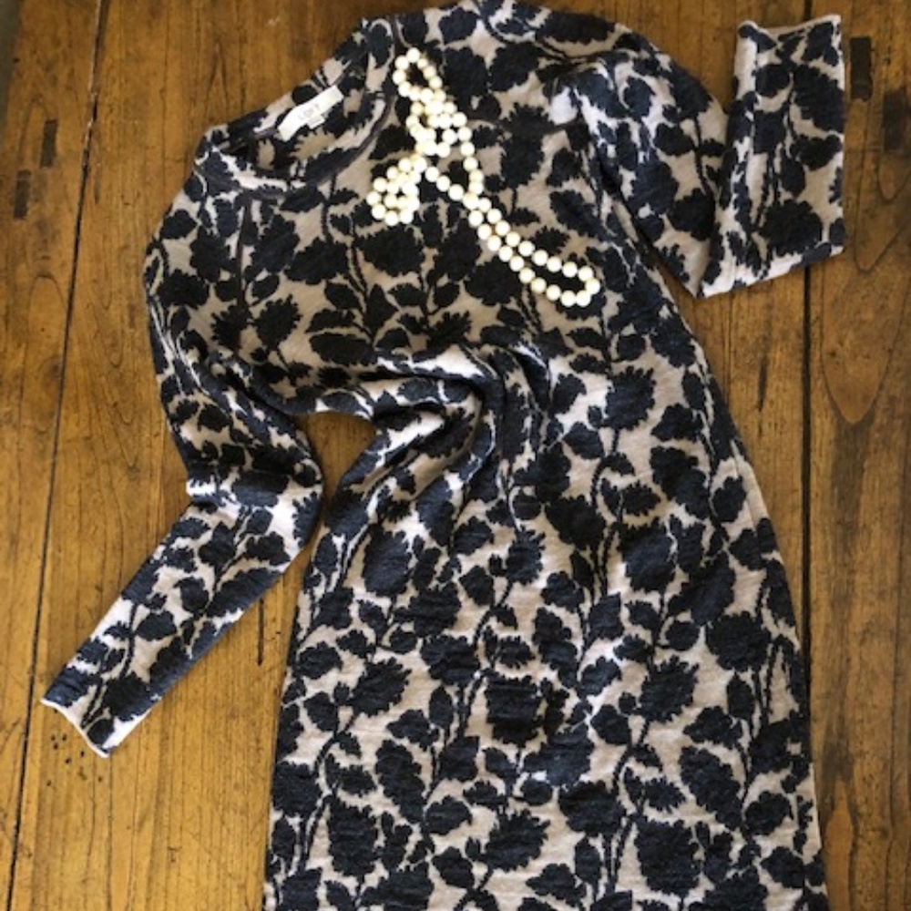 Women's Loft Ann Taylor Dark Charcoal and Tan Knit Dress XS - Picture 2 of 13